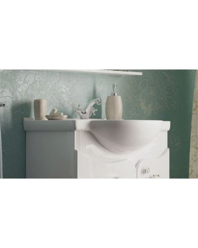 Тумба с раковиной белый глянец 86,5 см с бельевой корзиной Corozo Венеция SETSD-00000345/28209