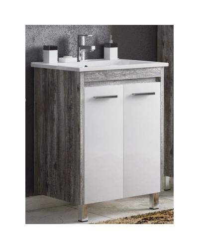 Тумба с раковиной белый глянец/антик 76,5 см Corozo Лорена SETSD-00000355/SD-00000382