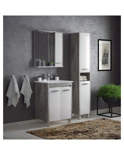 Тумба с раковиной белый глянец/антик 76,5 см Corozo Лорена SETSD-00000355/SD-00000382