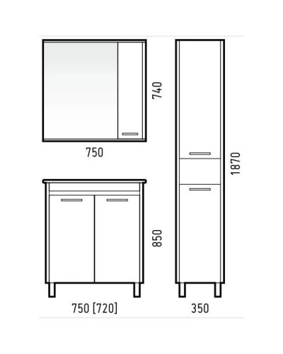 Тумба с раковиной белый глянец/антик 76,5 см Corozo Лорена SETSD-00000355/SD-00000382