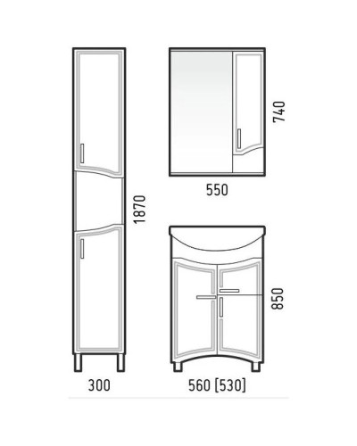 Тумба с раковиной белый глянец 56 см Corozo Креста SETSD-00000353/IDL56SAWB01