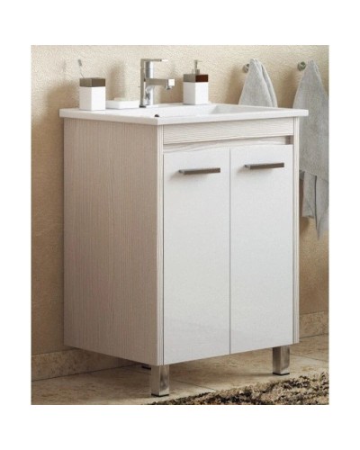 Тумба с раковиной белый глянец/лайн 76,5 см Corozo Лорена SETSD-00000356/SD-00000382