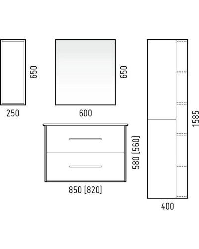 Тумба с раковиной белый глянец/дуб сонома 85 см Corozo Гольф SETSD-00000313/SD-00000381
