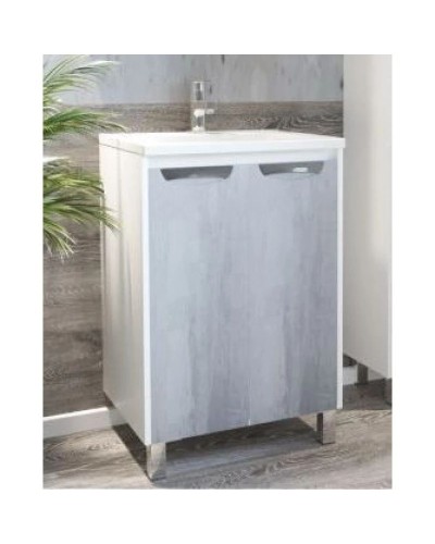 Тумба с раковиной белый глянец/бетон 66 см Corozo Чикаго SETSD-00000325/SD-00000391