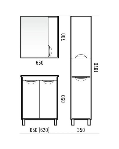 Тумба с раковиной белый глянец/бетон 66 см Corozo Чикаго SETSD-00000325/SD-00000391