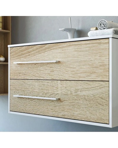 Тумба с раковиной белый глянец/дуб сонома 91,8 см Aqwella 5 Stars Miami SETMai.01.09/L/Mal.09.04.D-L