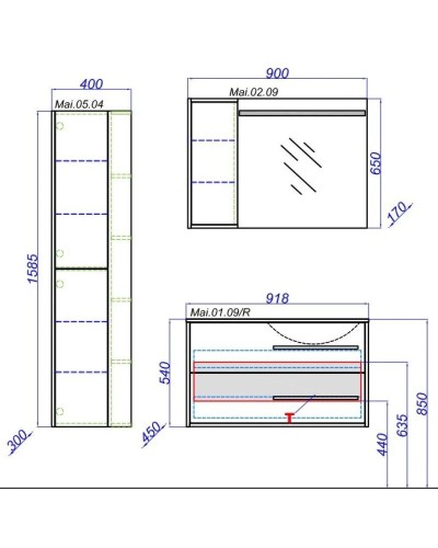 Тумба с раковиной белый глянец/дуб сонома 91,8 см Aqwella 5 Stars Miami SETMai.01.09/L/Mal.09.04.D-L
