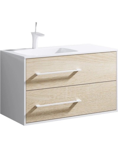 Тумба с раковиной белый глянец/дуб сонома 91,8 см Aqwella 5 Stars Miami SETMai.01.09/L/Mal.09.04.D-L