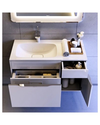 Тумба с раковиной белый глянец 91,8 см Aqwella 5 Stars Malaga SETMal.01.09/L/Mal.09.04.D-L