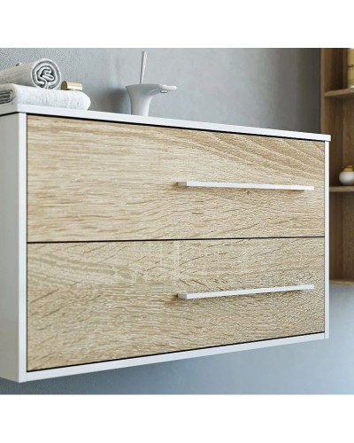 Тумба с раковиной белый глянец/дуб сонома 91,8 см Aqwella 5 Stars Miami SETMai.01.09/R/Mal.09.04.D-R