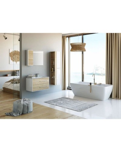 Тумба с раковиной белый глянец/дуб сонома 91,8 см Aqwella 5 Stars Miami SETMai.01.09/R/Mal.09.04.D-R