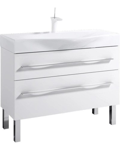 Тумба с раковиной белый глянец 100 см Aqwella 5 Stars Milan SETMil.01.10/2n/W/Ber.10.04.D