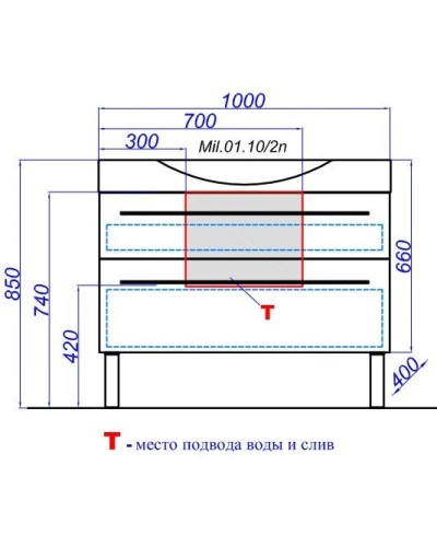 Тумба с раковиной белый глянец 100 см Aqwella 5 Stars Milan SETMil.01.10/2n/W/Ber.10.04.D