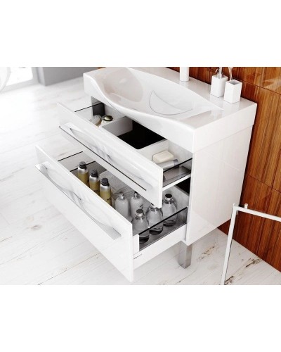 Тумба с раковиной белый глянец 100 см Aqwella 5 Stars Milan SETMil.01.10/2n/W/Ber.10.04.D