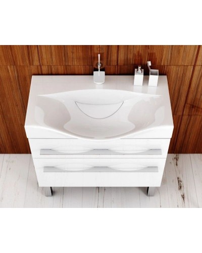 Тумба с раковиной белый глянец 100 см Aqwella 5 Stars Milan SETMil.01.10/2n/W/Ber.10.04.D