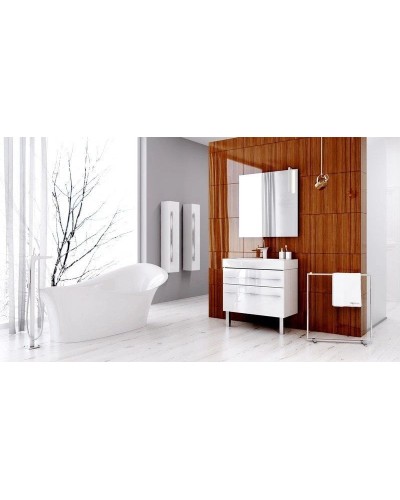 Тумба с раковиной белый глянец 100 см Aqwella 5 Stars Milan SETMil.01.10/2n/W/Ber.10.04.D