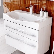 Тумба с раковиной белый глянец 80 см Aqwella 5 Stars Milan SETMil.01.08/2/W/Ber.08.04.D