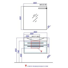 Тумба с раковиной белый глянец 80 см Aqwella 5 Stars Milan SETMil.01.08/2/W/Ber.08.04.D