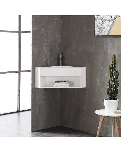 Тумба с раковиной Abber Stein 70 AS2653 угловая Белая матовая