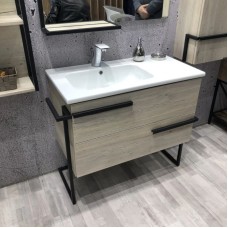 Тумба с раковиной дуб дымчатый/черный глянец 97 см Comforty Дюссельдорф 00004148007