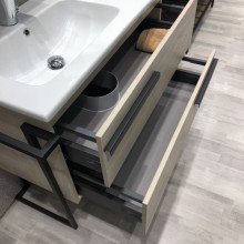 Тумба с раковиной дуб дымчатый/черный глянец 97 см Comforty Дюссельдорф 00004148007