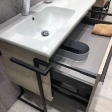 Тумба с раковиной дуб дымчатый/черный глянец 97 см Comforty Дюссельдорф 00004148007