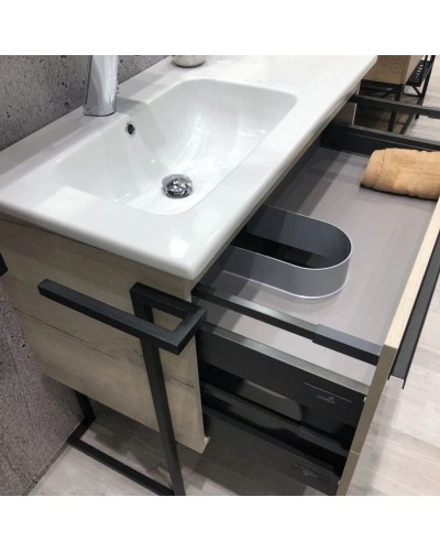 Тумба с раковиной дуб дымчатый/черный глянец 97 см Comforty Дюссельдорф 00004148007