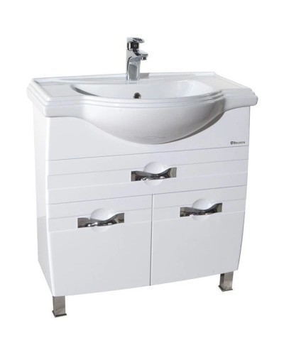 Тумба с раковиной белый глянец 66,5 см Bellezza Абрис 4639719100013 + 4640021061268