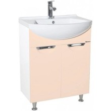 Тумба с раковиной бежевый глянец/белый глянец 55 см Bellezza Альфа 4638808000074 + 4607152360660