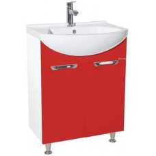 Тумба с раковиной красный глянец/белый глянец 55 см Bellezza Альфа 4638808000036 + 4607152360660