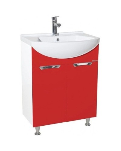 Тумба с раковиной красный глянец/белый глянец 55 см Bellezza Альфа 4638808000036 + 4607152360660
