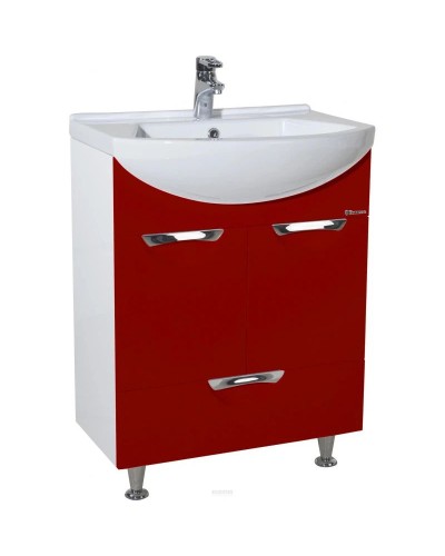 Тумба с раковиной красный глянец/белый глянец 55 см Bellezza Альфа 4638808070039 + 4607152360660