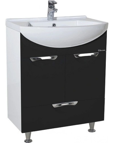 Тумба с раковиной черный глянец/белый глянец 55 см Bellezza Альфа 4638808070046 + 4607152360660