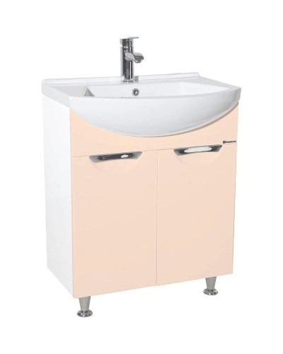 Тумба с раковиной бежевый глянец/белый глянец 65 см Bellezza Альфа 4638810000079 + 4640021622155