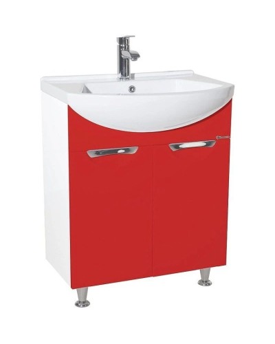 Тумба с раковиной красный глянец/белый глянец 65 см Bellezza Альфа 4638810000031 + 4640021622155