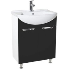 Тумба с раковиной черный глянец/белый глянец 65 см Bellezza Альфа 4638810000048 + 4640021622155