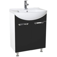 Тумба с раковиной черный глянец/белый глянец 65 см Bellezza Альфа 4638810000048 + 4640021622155