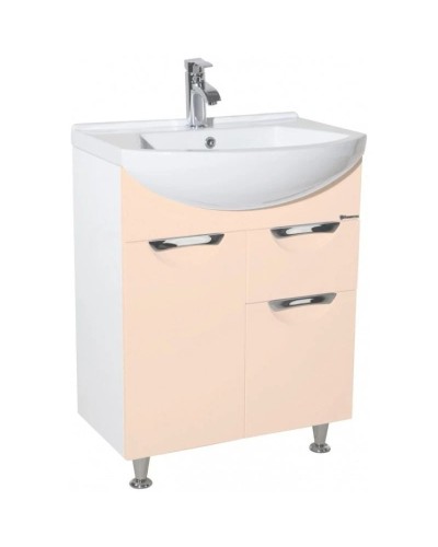 Тумба с раковиной бежевый глянец/белый глянец 65 см Bellezza Альфа 4638810090070 + 4640021622155