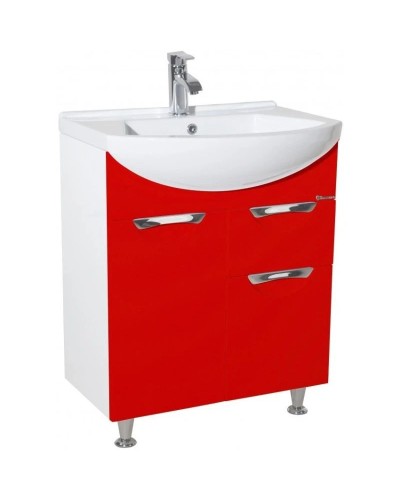 Тумба с раковиной красный глянец/белый глянец 65 см Bellezza Альфа 4638810090032 + 4640021622155
