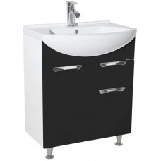 Тумба с раковиной черный глянец/белый глянец 65 см Bellezza Альфа 4638810090049 + 4640021622155