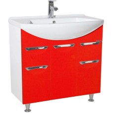 Тумба с раковиной красный глянец/белый глянец 75,8 см Bellezza Альфа 4638812110035 + 4660018640092