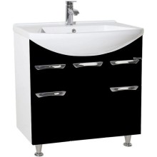 Тумба с раковиной черный глянец/белый глянец 75,8 см Bellezza Альфа 4638812110042 + 4660018640092