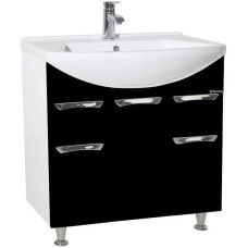 Тумба с раковиной черный глянец/белый глянец 75,8 см Bellezza Альфа 4638812110042 + 4660018640092