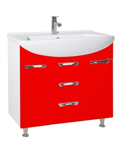 Тумба с раковиной красный глянец/белый глянец 90,6 см Bellezza Альфа 4638815110032 + 4660018640153