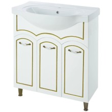 Тумба с раковиной белый глянец золотая патина 70 см Bellezza Амелия 4630311000381 + 4690311008978