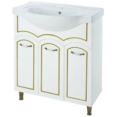 Тумба с раковиной белый глянец золотая патина 70 см Bellezza Амелия 4630311000381 + 4690311008978