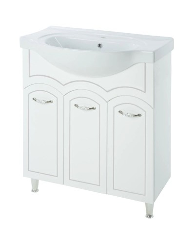 Тумба с раковиной белый глянец серебряная патина 70 см Bellezza Амелия 4630311000398 + 4690311008978