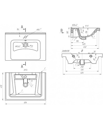 Тумба с раковиной белый глянец 65,4 см Bellezza Андрэа 4639010110018 + 4660018640214