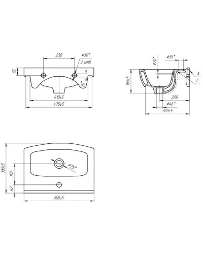 Тумба с раковиной белый глянец 50,5 см Bellezza Анкона 4639606190011 + 4690311009944