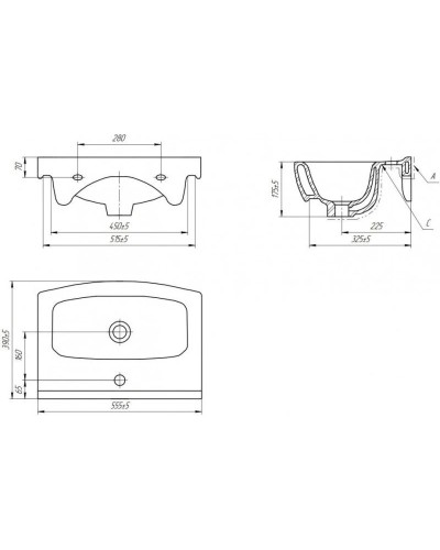 Тумба с раковиной белый глянец 55,5 см Bellezza Анкона 4639608190019 + 4690311045010